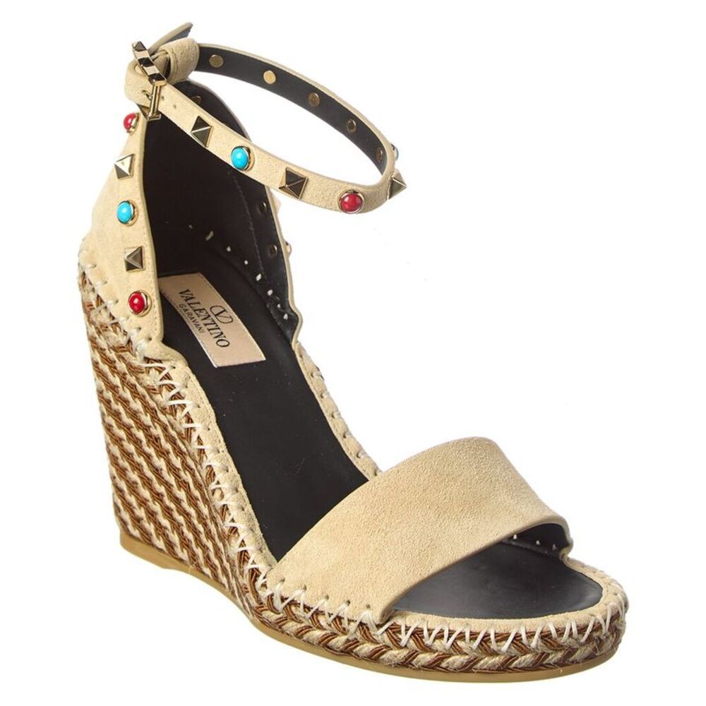 Valentino Suede Sandal, Beige